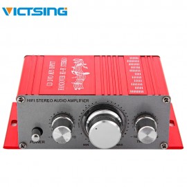 VicTsing Car Amplifier HY-2001 Hi-Fi 12V Mini Auto Car Stereo Amplifier 2 Channel Audio Support CD DVD MP3 Input for Motorcycle