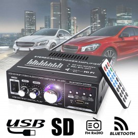 12V/220V 400W 2 CH bluetooth Car HiFi Stereo Amplifier USB SD FM Radio Power Stereo Car Amplifier Audio Home Amplifier