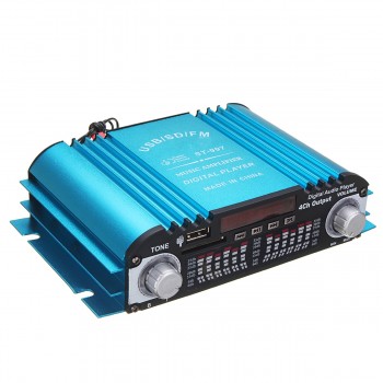 KROAK 360W DC 12V Digital Audio Stereo Amplifier 4CH USB SD FM + Remote Control Mini Car Audio Power Amplifier