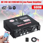 KROAK 600W 12V 220V Mini USB Car Bluetooth HiFi Stereo Audio Power Amplifier Remote Control for Car Auto Home Audio