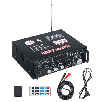 KROAK 600W 12V 220V Mini USB Car Bluetooth HiFi Stereo Audio Power Amplifier Remote Control for Car Auto Home Audio