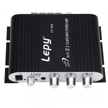 LP - 838 Car 3 Channel Power Amplifier Hi-Fi 12V Stereo Mini Subwoofer Audio Accessory Mega Bass connect with MP3 MP4 DVD Player