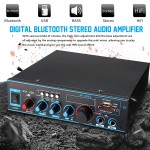 2x60W Audio Power Stereo Digital Amplifier 220V/12V Bluetooth USB FM SD Mic Home CarCompatible LED Display with Remote Contro