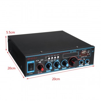 2x60W Audio Power Stereo Digital Amplifier 220V/12V Bluetooth USB FM SD Mic Home CarCompatible LED Display with Remote Contro