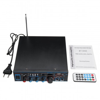 2x60W Audio Power Stereo Digital Amplifier 220V/12V Bluetooth USB FM SD Mic Home CarCompatible LED Display with Remote Contro