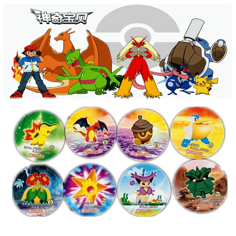 48 pcs/lot Pikachu Collection Card Charizard Action Figures Round Paper Trading Cards Kid Gift Toy
