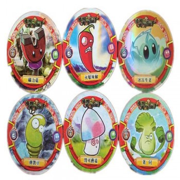 48 pcs/lot Plants vs Zombies Round Cards Shaped Pea Shooter Sunflower Figure Family Entertainment Kid Gift Toy