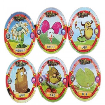 48 pcs/lot Plants vs Zombies Round Cards Shaped Pea Shooter Sunflower Figure Family Entertainment Kid Gift Toy