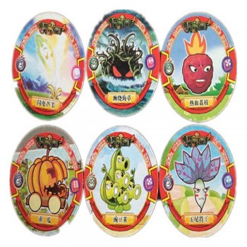 48 pcs/lot Plants vs Zombies Round Cards Shaped Pea Shooter Sunflower Figure Family Entertainment Kid Gift Toy