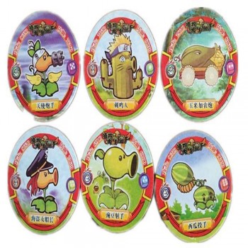 48 pcs/lot Plants vs Zombies Round Cards Shaped Pea Shooter Sunflower Figure Family Entertainment Kid Gift Toy