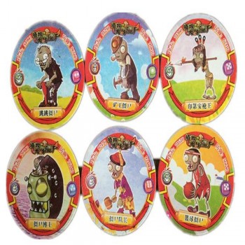 48 pcs/lot Plants vs Zombies Round Cards Shaped Pea Shooter Sunflower Figure Family Entertainment Kid Gift Toy