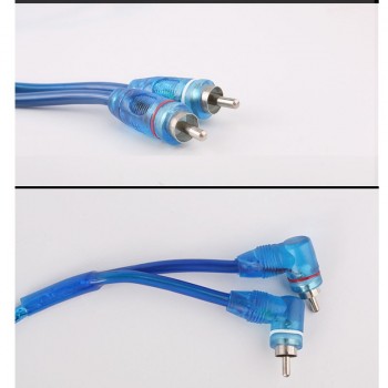 1PC 2M High-Fidelity Transparent Blue Car Subwoofer Wiring Kit RCA Audio Cable  Amplifier Modified PVC Plastic Copper Line