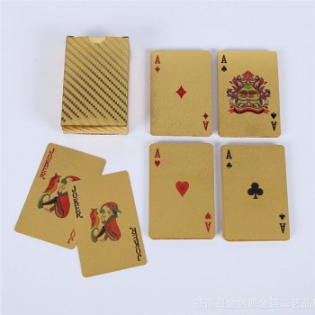 New Golden Playing Cards gold foil poker set Euro Dollar Grid Gold Plastic foil poker Durable Waterproof Cards