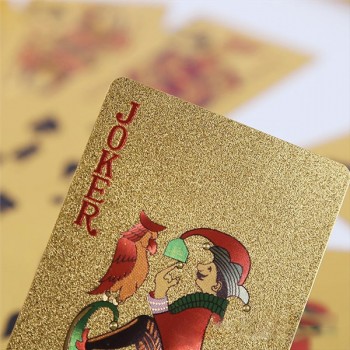 New Golden Playing Cards gold foil poker set Euro Dollar Grid Gold Plastic foil poker Durable Waterproof Cards