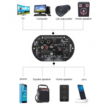 AOSHIKE  Dual Microphone Bluetooth Amplifiers 12V 24V 220V Subwoofer Amplifier Board For 5-10Inch Subwoofer Speaker DIY