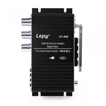 Lepy LP - A68 Mini Car Amplifier HiFi Stereo Audio 2 Channels USB SD FM Speaker with Remote Control