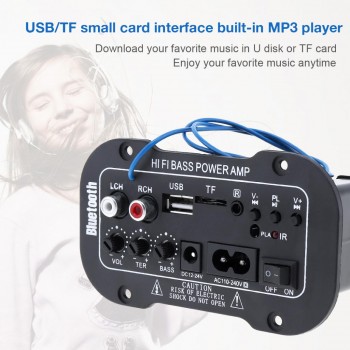 5 Inch HI-FI Bluetooth Home Car Audio Power Amplifier Auto FM Radio Player HiFi Bass Power AMP Support SD USB DVD MP3 Input