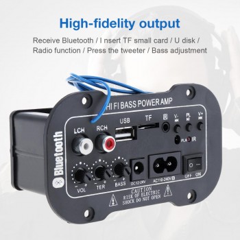 5 Inch HI-FI Bluetooth Home Car Audio Power Amplifier Auto FM Radio Player HiFi Bass Power AMP Support SD USB DVD MP3 Input