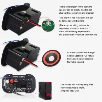 5 Inch HI-FI Bluetooth Home Car Audio Power Amplifier Auto FM Radio Player HiFi Bass Power AMP Support SD USB DVD MP3 Input