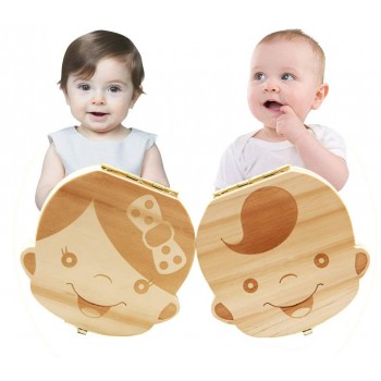 English Wood Tooth Box Organizer Toy Save Milk Teeth Wood Storage Collecting Teeth Umbilical Cord organizador