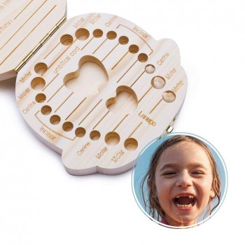 English Wood Tooth Box Organizer Toy Save Milk Teeth Wood Storage Collecting Teeth Umbilical Cord organizador