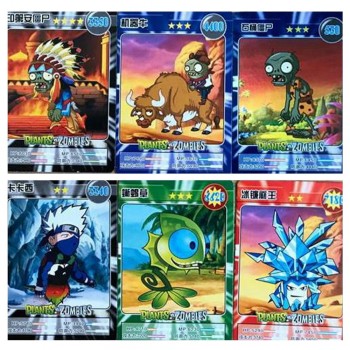 60 pcs/lot Plants vs Zombies Cards Plants Zombies Action Figures Collect Card Pea Shooter Sunflower Trading Card Kid Toy