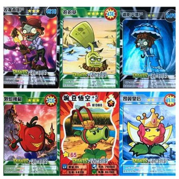 60 pcs/lot Plants vs Zombies Cards Plants Zombies Action Figures Collect Card Pea Shooter Sunflower Trading Card Kid Toy