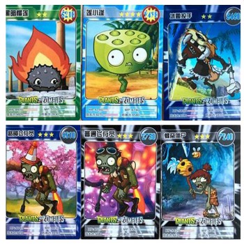 60 pcs/lot Plants vs Zombies Cards Plants Zombies Action Figures Collect Card Pea Shooter Sunflower Trading Card Kid Toy