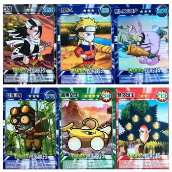 60 pcs/lot Plants vs Zombies Cards Plants Zombies Action Figures Collect Card Pea Shooter Sunflower Trading Card Kid Toy