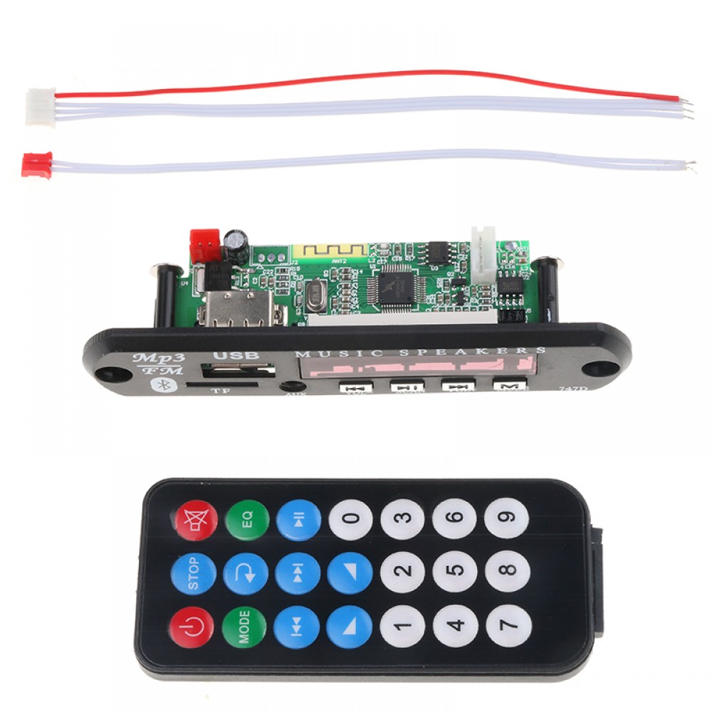 12V Bluetooth MP3 Wireless FM Radio MP3 Decoder Board Car Music Speaker USB Power Supply Audio Module with Remote Controller
