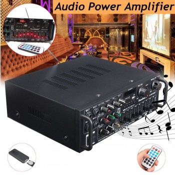 2000W bluetooth 2.0 Channel Audio Power HiFi Amplifier Stereo 326BT 12V/220V AV Amp Speaker Support 4 Microphone with Remote