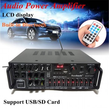 2000W bluetooth 2.0 Channel Audio Power HiFi Amplifier Stereo 326BT 12V/220V AV Amp Speaker Support 4 Microphone with Remote