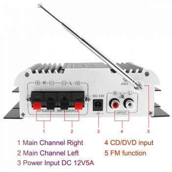 Kentiger 2CH HI-FI Bluetooth Car Audio Power Amplifier FM Stereo Radio Player Support SD USB DVD MP3 Input for Auto Motorcycle