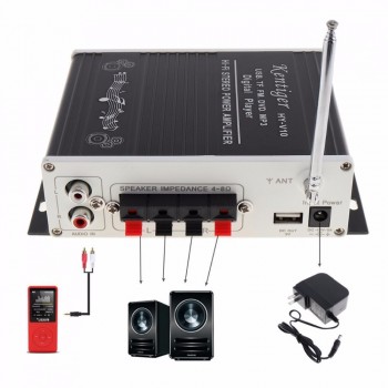 DOXINGYE 12V 20W HI-FI Car Audio Power Amplifier 4 CH DSP Sound Bluetooth Digital USB MP3 DVD CD FM Radio SD Stereo FM Player