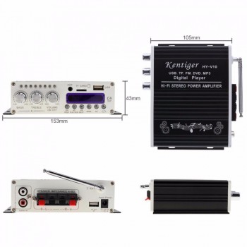 DOXINGYE 12V 20W HI-FI Car Audio Power Amplifier 4 CH DSP Sound Bluetooth Digital USB MP3 DVD CD FM Radio SD Stereo FM Player