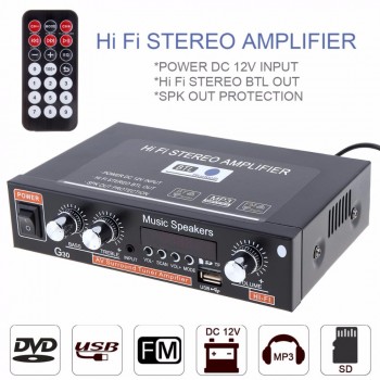 Universal G30 HIFI Bluetooth Car Audio Power Amplifier FM Radio Player Support SD / USB / DVD / MP3 with Remote Controller