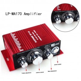 Low Distortion
 2 Channel 12V Mini Stereo Connection Digital MP3 RCA Car Audio Red LP-MA170  Amplifier Hi-Fi Loudspeaker 2*20W
