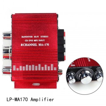 Low Distortion
 2 Channel 12V Mini Stereo Connection Digital MP3 RCA Car Audio Red LP-MA170  Amplifier Hi-Fi Loudspeaker 2*20W