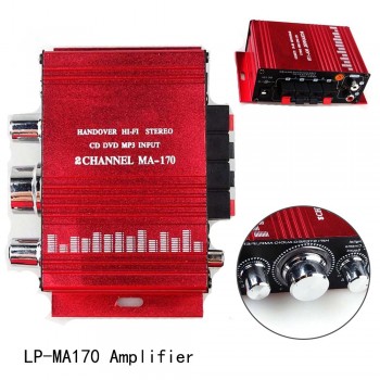 Low Distortion
 2 Channel 12V Mini Stereo Connection Digital MP3 RCA Car Audio Red LP-MA170  Amplifier Hi-Fi Loudspeaker 2*20W