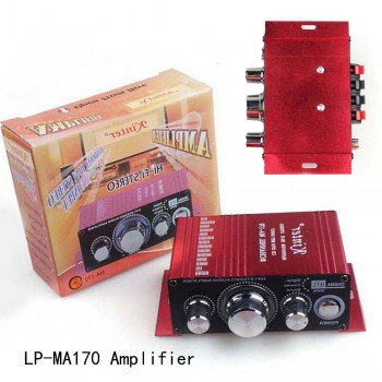 Low Distortion
 2 Channel 12V Mini Stereo Connection Digital MP3 RCA Car Audio Red LP-MA170  Amplifier Hi-Fi Loudspeaker 2*20W