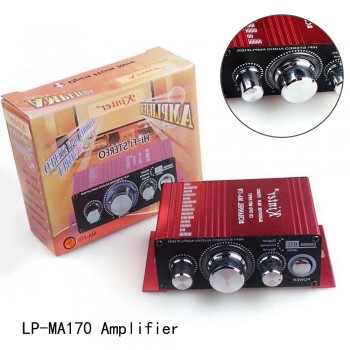 Low Distortion
 2 Channel 12V Mini Stereo Connection Digital MP3 RCA Car Audio Red LP-MA170  Amplifier Hi-Fi Loudspeaker 2*20W
