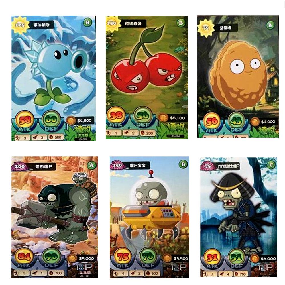 32 pcs/lot Plants vs Zombies Cards 3d Soldiers Against Action Figures Collect Game Card Pea Shooter Sunflower Kid Toy