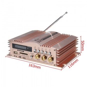 KROAK Mini Hi-Fi 600W 2 CH Stereo Audio Power Amplifier USB SD FM Car Auto Motorcycle