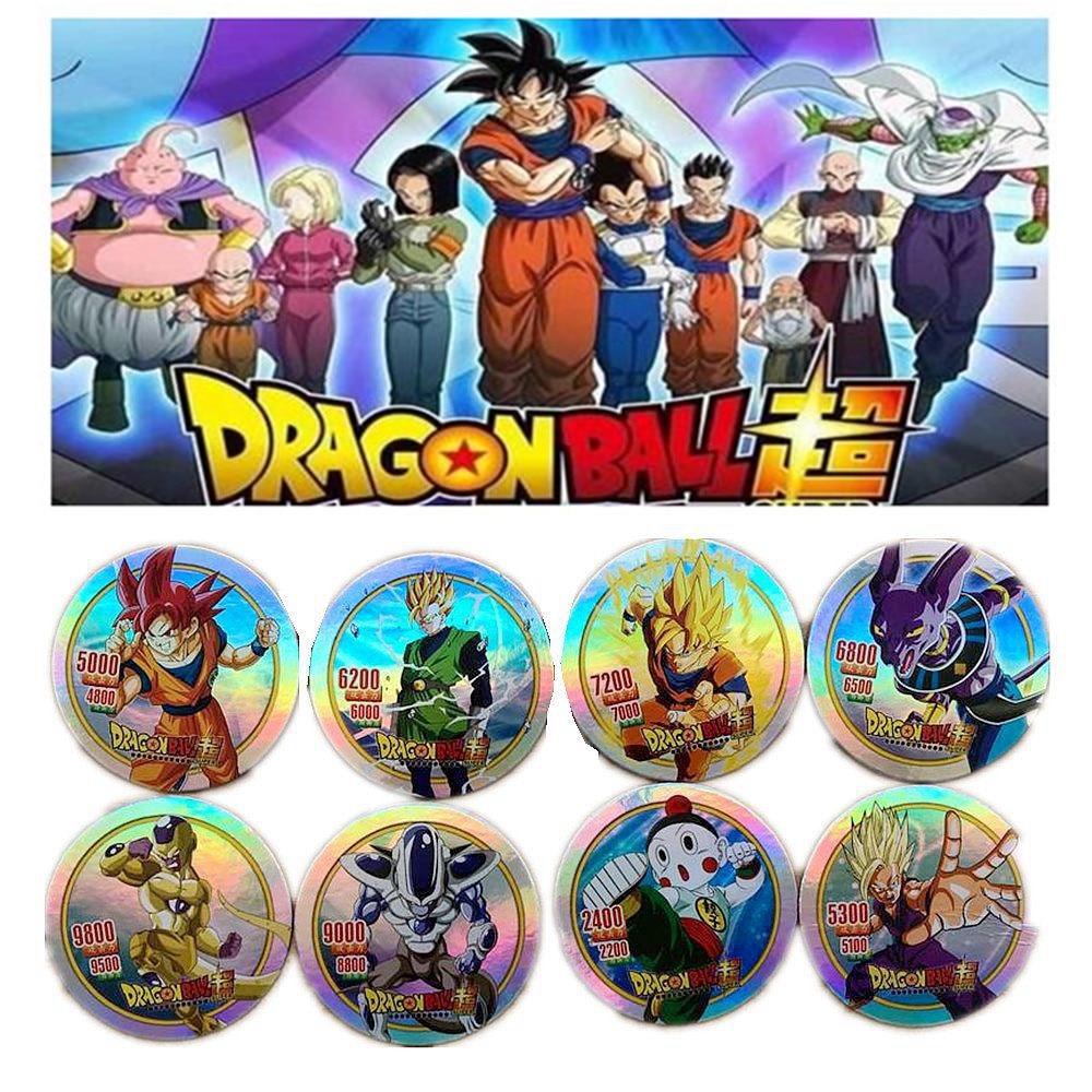 40 pcs/lot Dragon Ball Super Goku Vegeta Action Figures Flashing Cards Round Paper Collection Card Kid Gift Toy