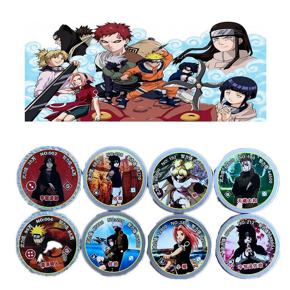 48 pcs/lot Naruto Collection Cards Sasuke Sakura Kakashi Action Figures Round Paper Trading Cards Kid Gift Toy