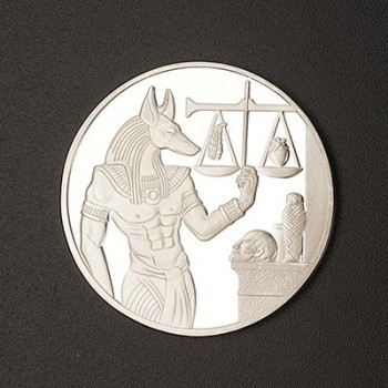 PIKAALAFAN Ancient Egypt Anubis Gold / Silver Plated 40mm Pyramid Commemorative Coin Tourism Gift