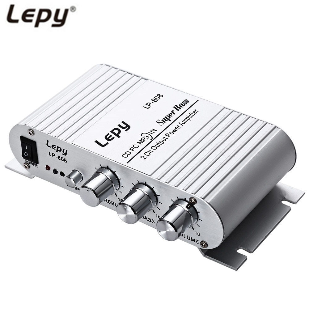 Lepy LP - 808 12V Portable MiNi HiFi Super Bass Amplifier Compatible with motorcycle MP3V with Volume Control
