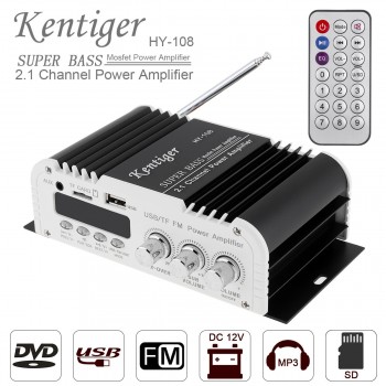 2.1CH HIFI Car Stereo Audio High Power Amplifier FM Radio Player Support SD USB DVD MP3 with Remote for Auto Motorcycle Home