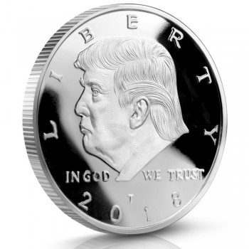 2018 New Donald Trump Challenge Coin - Silver Plated in the Commemorative Collectors Edition Series. Stunning Proof Like Coins.