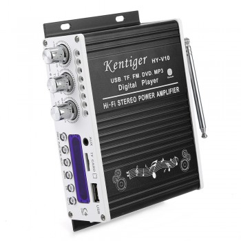 Kentiger V10 Bluetooth Hi-Fi Wireless Audio Amplifier Class-AB Stereo Super Bass Digital Display FM Car Amplifiers AUX input